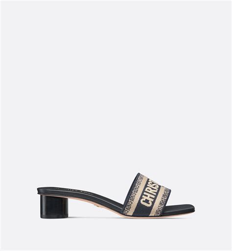 dior block|Dway Heeled Slide Deep Blue Embroidered Cotton .